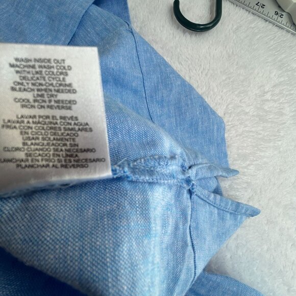 Lands' End Womens Blue Linen Blend Split Neck 3/4 Sleeve Tunic Top Medium NWD - Picture 6 of 10